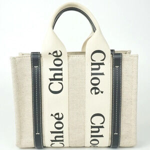 Chloe Woody Tote Bag White Blue Handbag